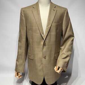 Lauren Ralph Lauren Men’s Beige Plaid Silk Wool Blazer Trim Fit Men’s Size 42L